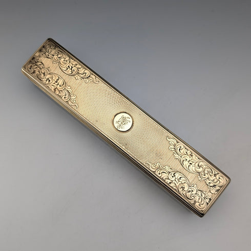 1843年 英国アンティーク ギルト純銀蓋 ガラス トリンケットボックス William Neale